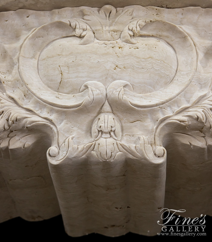 Marble Fireplaces  - Oversized French Style Mantel In Italian Roman Travertine  - MFP-2083